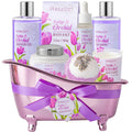 Tulip Orchid Spa Gifts Bath Kit, 8Pcs Moisturizing Bath Gift Set for Women | Bath Sets Gift Baskets for Women Gift, Bath and Body Set for Her, Self-Care Kit, Spa Gifts for Women, Birthday, Mother'S Day