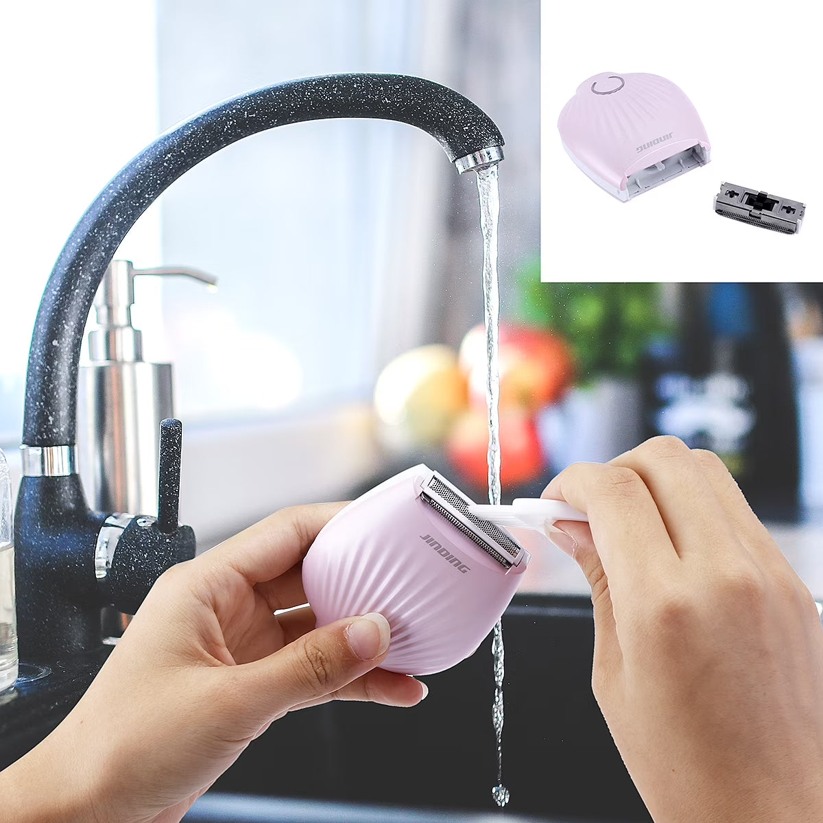 Electric Razor for Women - Womens Shaver Bikini Trimmer Body Hair Removal for Legs and Underarms Rechargeable Wet and Dry Painless Cordless with LED Light,Pink
