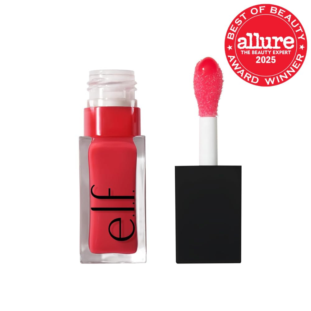 Glow Reviver Lip Oil, Red Delicious | Nourishing Tinted Lip Oil for a High-Shine Finish, Infused with Jojoba Oil, Vegan & Cruelty-Free
