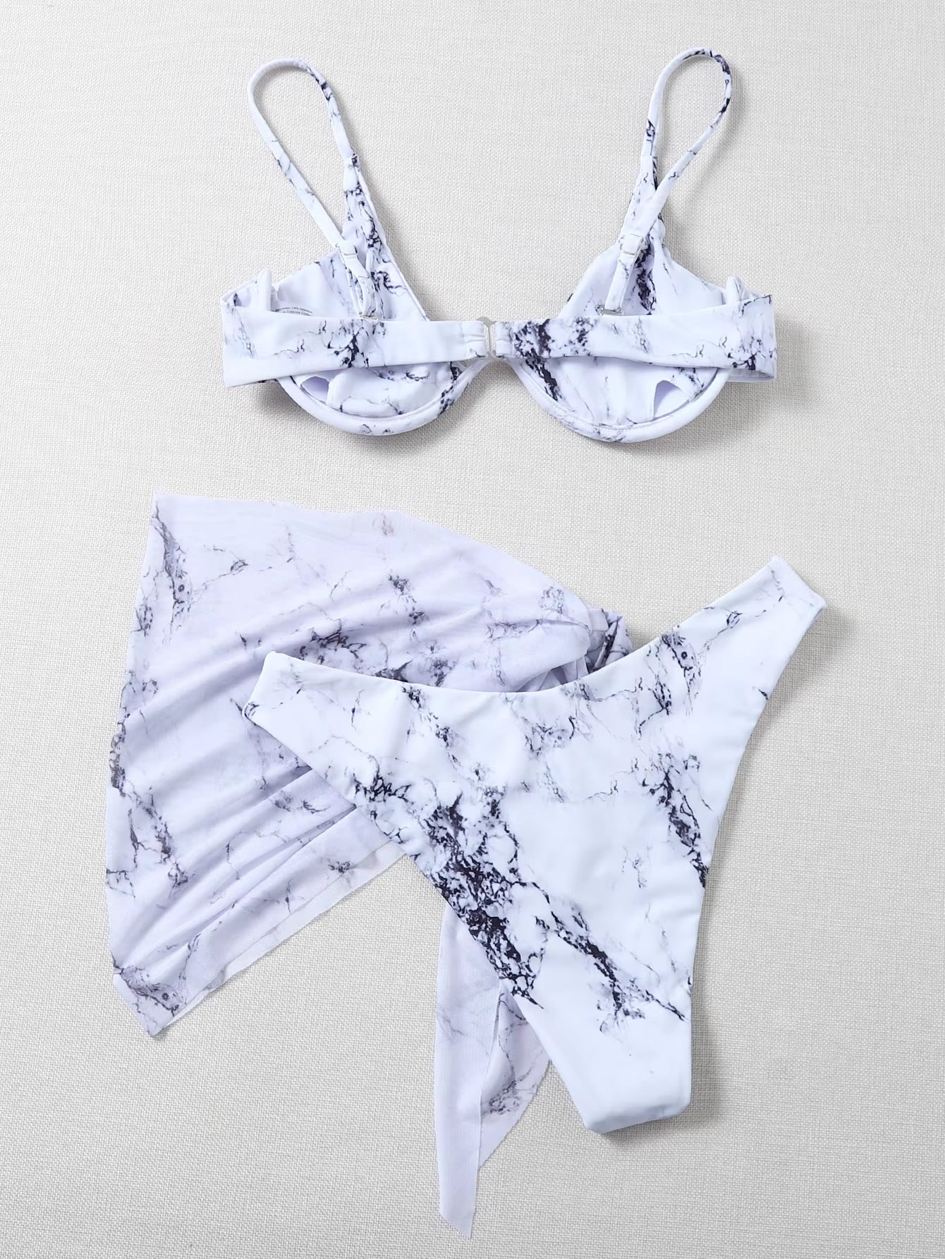 Sexy Marble Print Bikini 2026 Women Push up Bra Underwire 3 Piece Swimsuit Brazilian Beach Bathing Suit Swimwear Swimming Suits