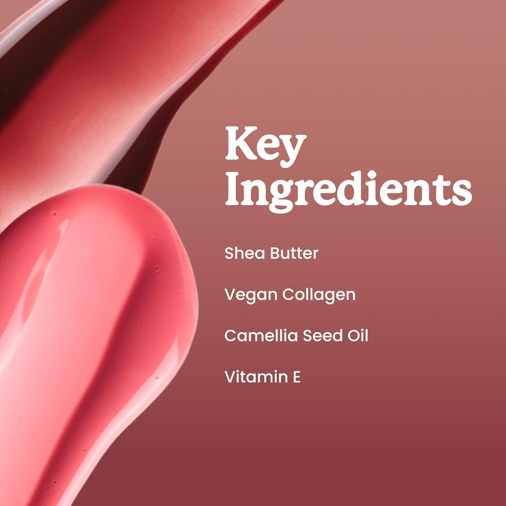 Lip Elixir Hydrating Lip Gloss, High-Shine, Bunny Tongue (Pink) | 3-In-1 Balm, Gloss & Oil, Glossy & Non-Sticky Finish, Infused with Vegan Collagen, Shea Butter & Vitamin E, Improves Texture