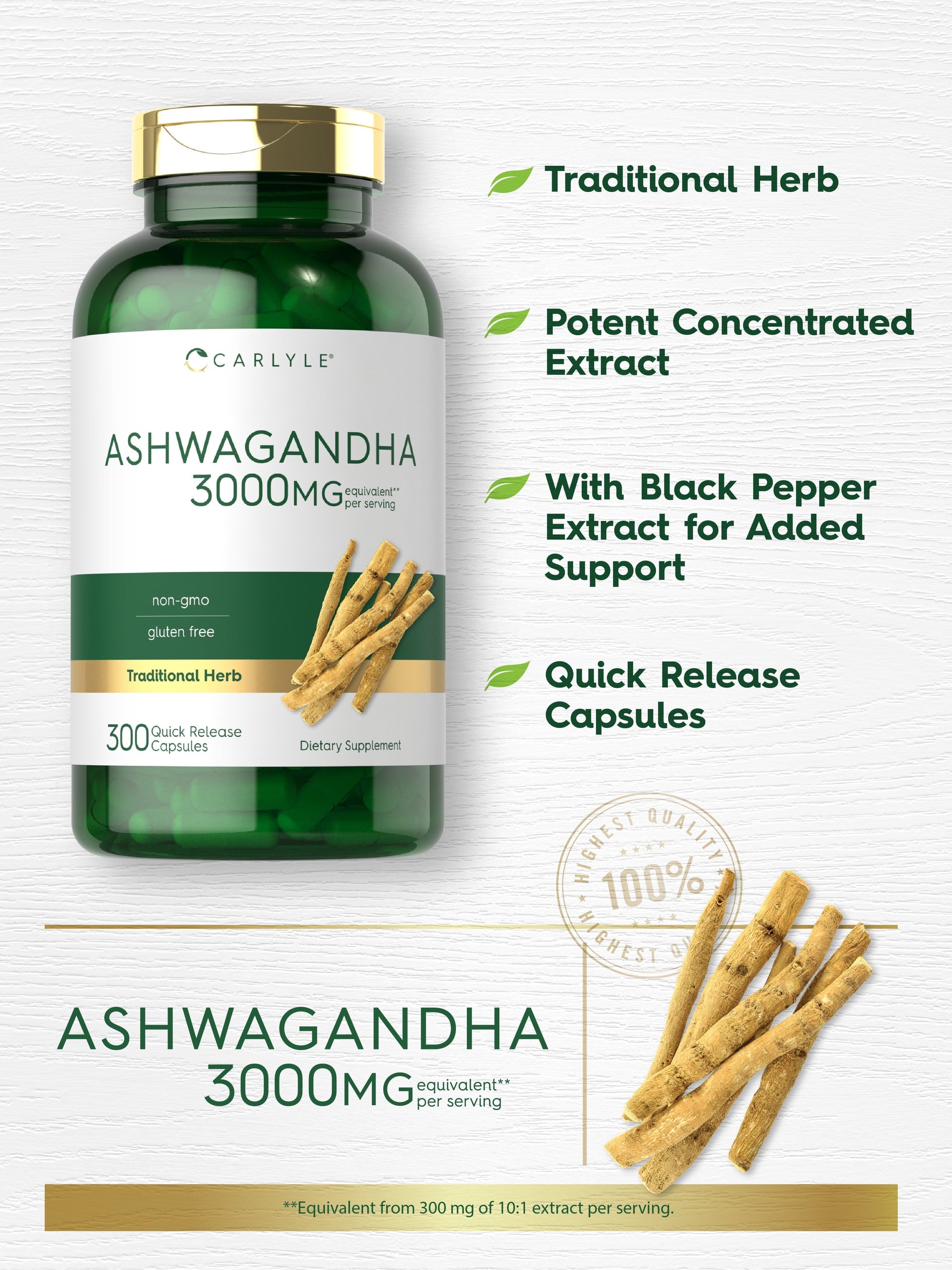 Ashwagandha Supplement 3000Mg | 300 Capsules for Men and Women | by