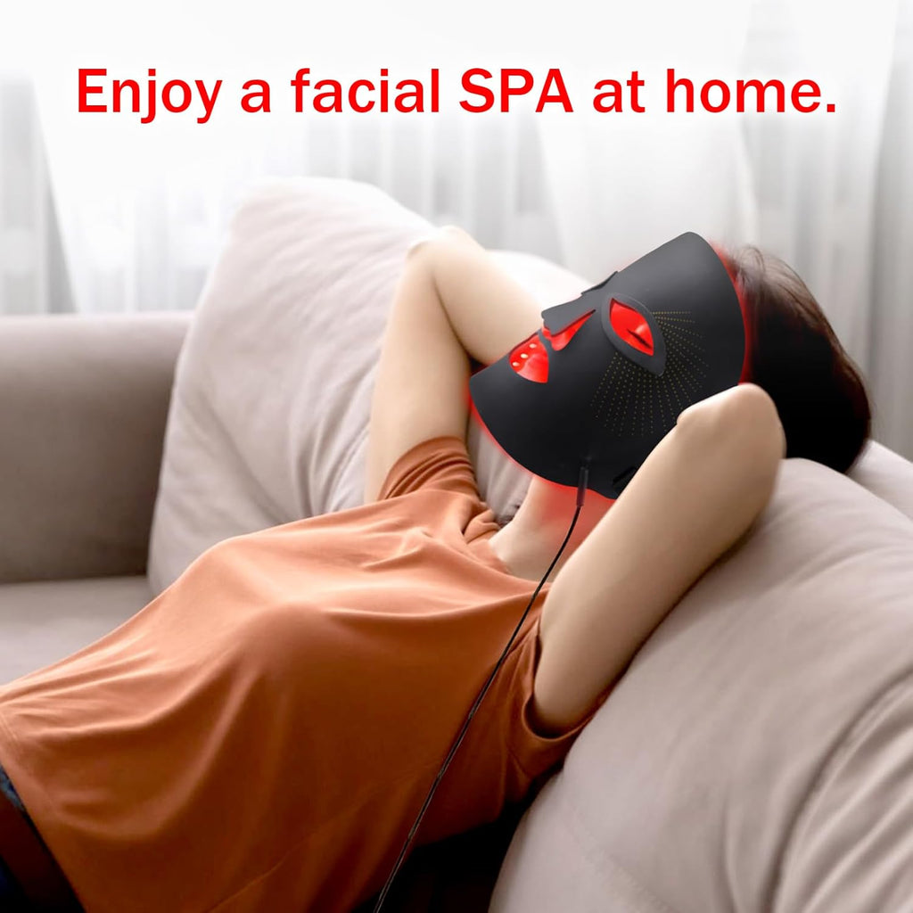 Red Light Therapy for Face, 7 Colors Red Light Therapy Mask, Black | LED Facial Mask for Wrinkle Remove & anti Aging, Skin Care Home Use, (Upgraded Version)