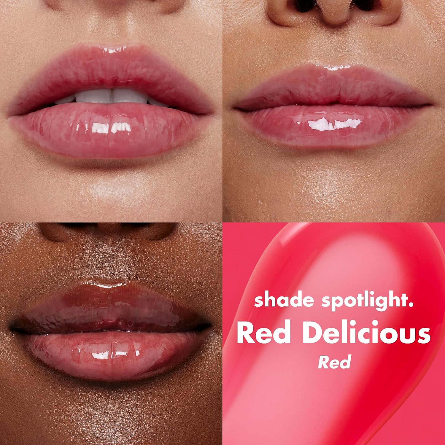 Glow Reviver Lip Oil, Red Delicious | Nourishing Tinted Lip Oil for a High-Shine Finish, Infused with Jojoba Oil, Vegan & Cruelty-Free