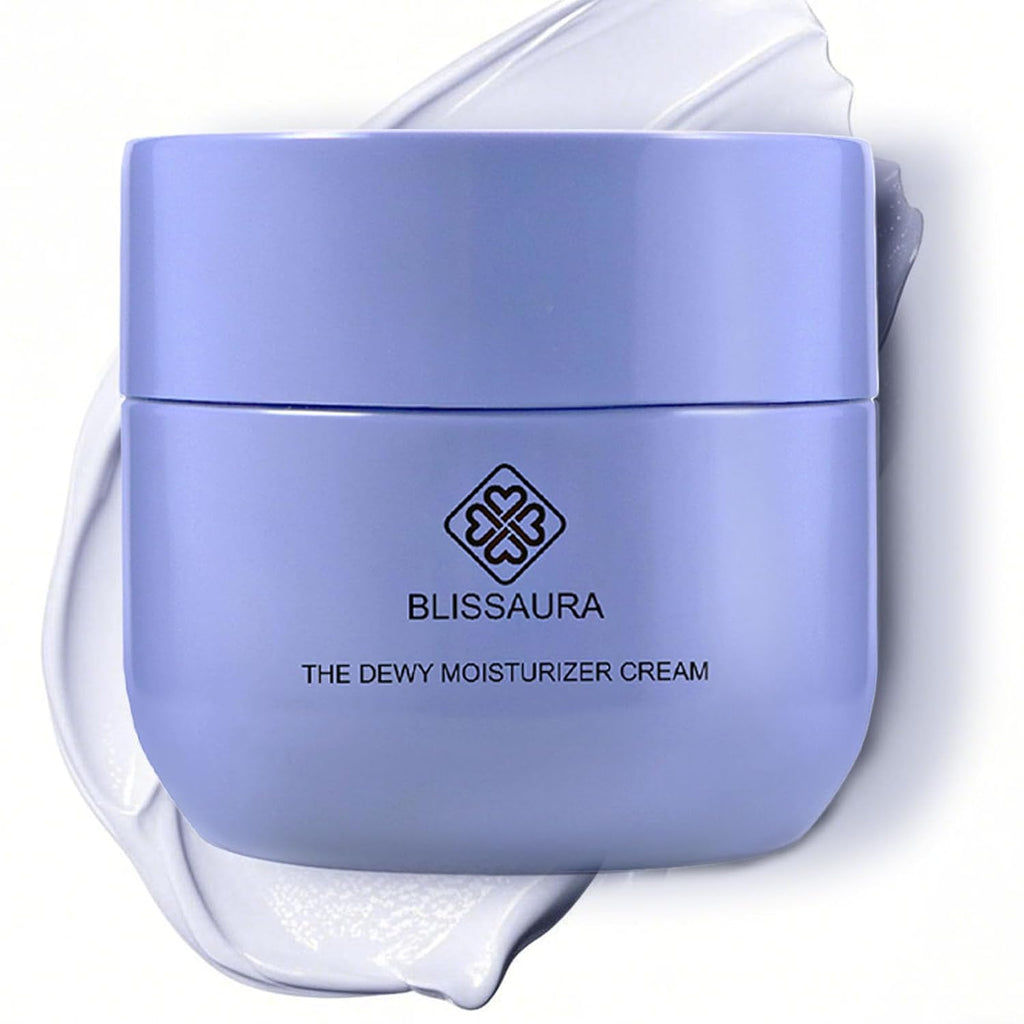 Dewy Skin Cream - Deep Hydrating Face Moisturizer with Hyaluronic Acid - Lightweight Glowing Facial Cream for Dry & Sensitive Skin - Perfect Makeup Primer for Glass Skin Finish - 1.7 Oz