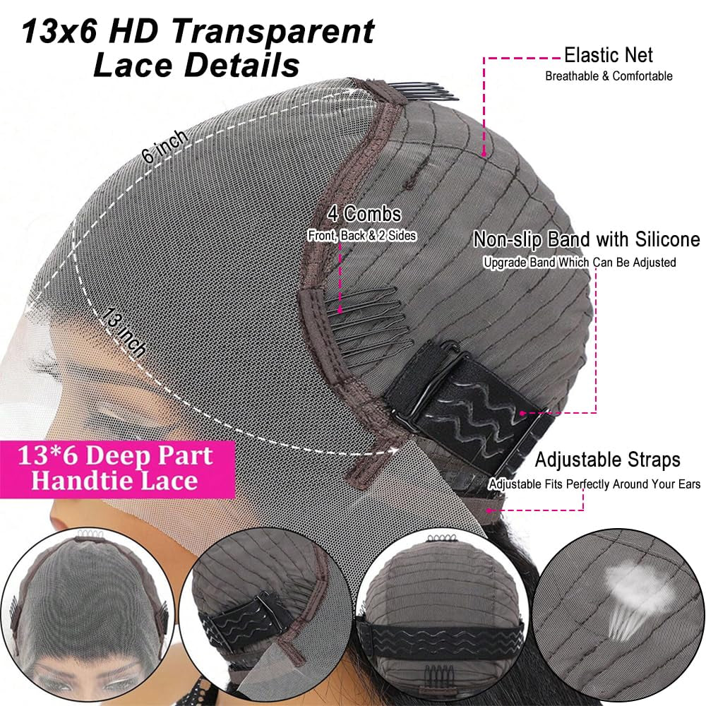 Body Wave Lace Front Wigs Human Hair 13X6 Lace Front Wigs for Black Women | 28 Inch 180% Density HD Transparent Lace Frontal Wig for Women Glueless Wigs Human Hair Pre Plucked Lace Wigs for Women