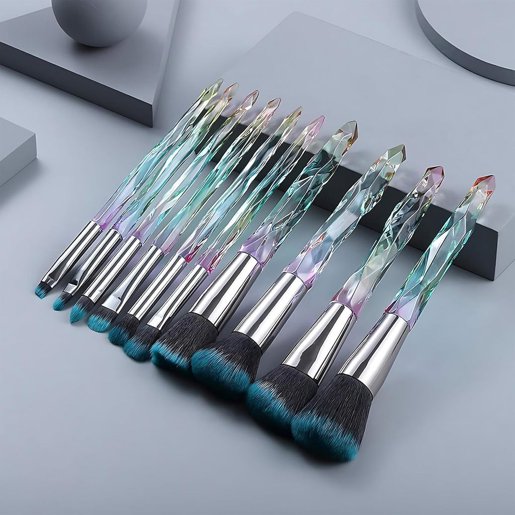 Makeup Brushes, 10PCS Crystal Makeup Brush Set for Girls Make up | Premium Synthetic Bristles Brush Set Make Up, Powder Foundation Concealer Eye Shadow Brushes, Professional Make up Brush Set