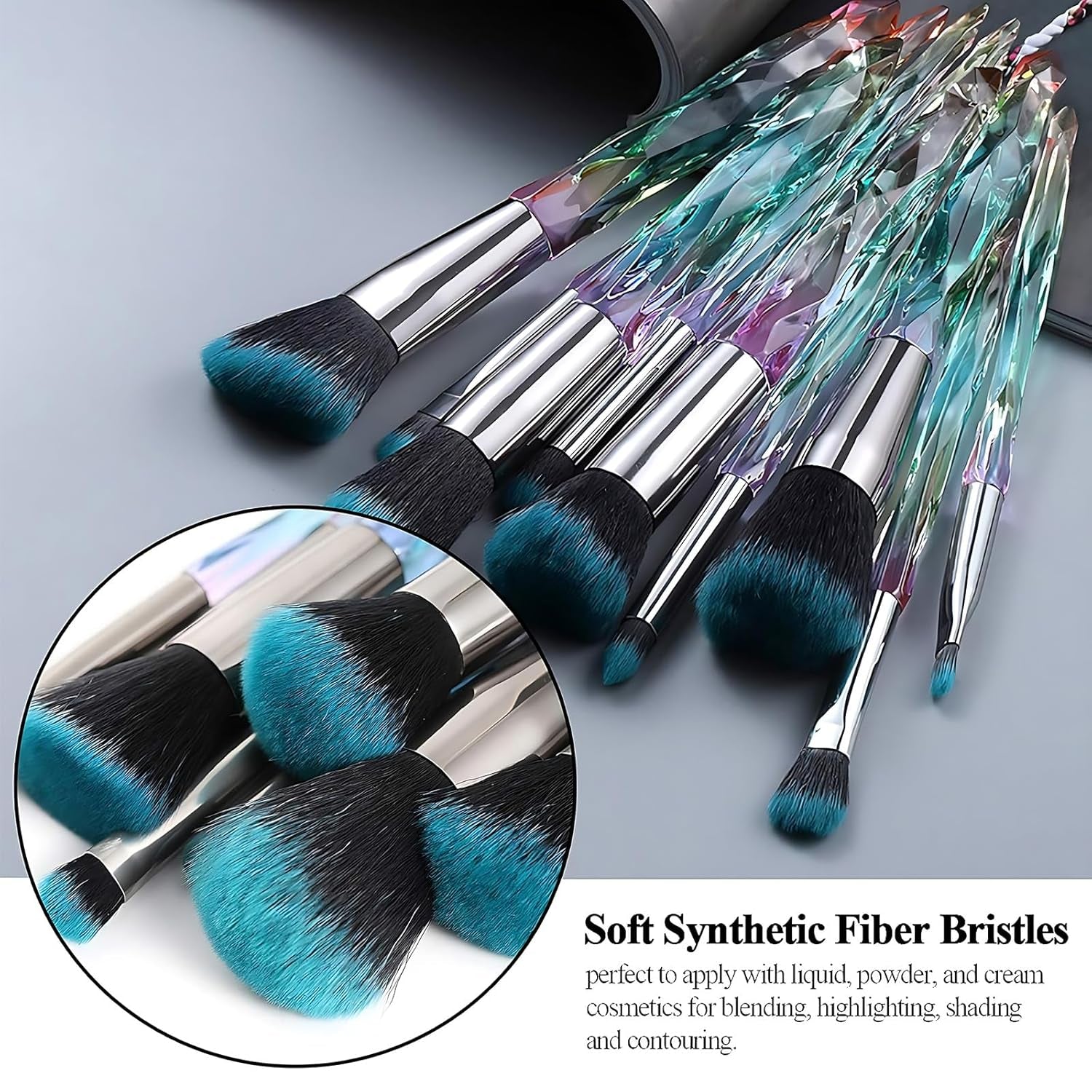 Makeup Brushes, 10PCS Crystal Makeup Brush Set for Girls Make up | Premium Synthetic Bristles Brush Set Make Up, Powder Foundation Concealer Eye Shadow Brushes, Professional Make up Brush Set