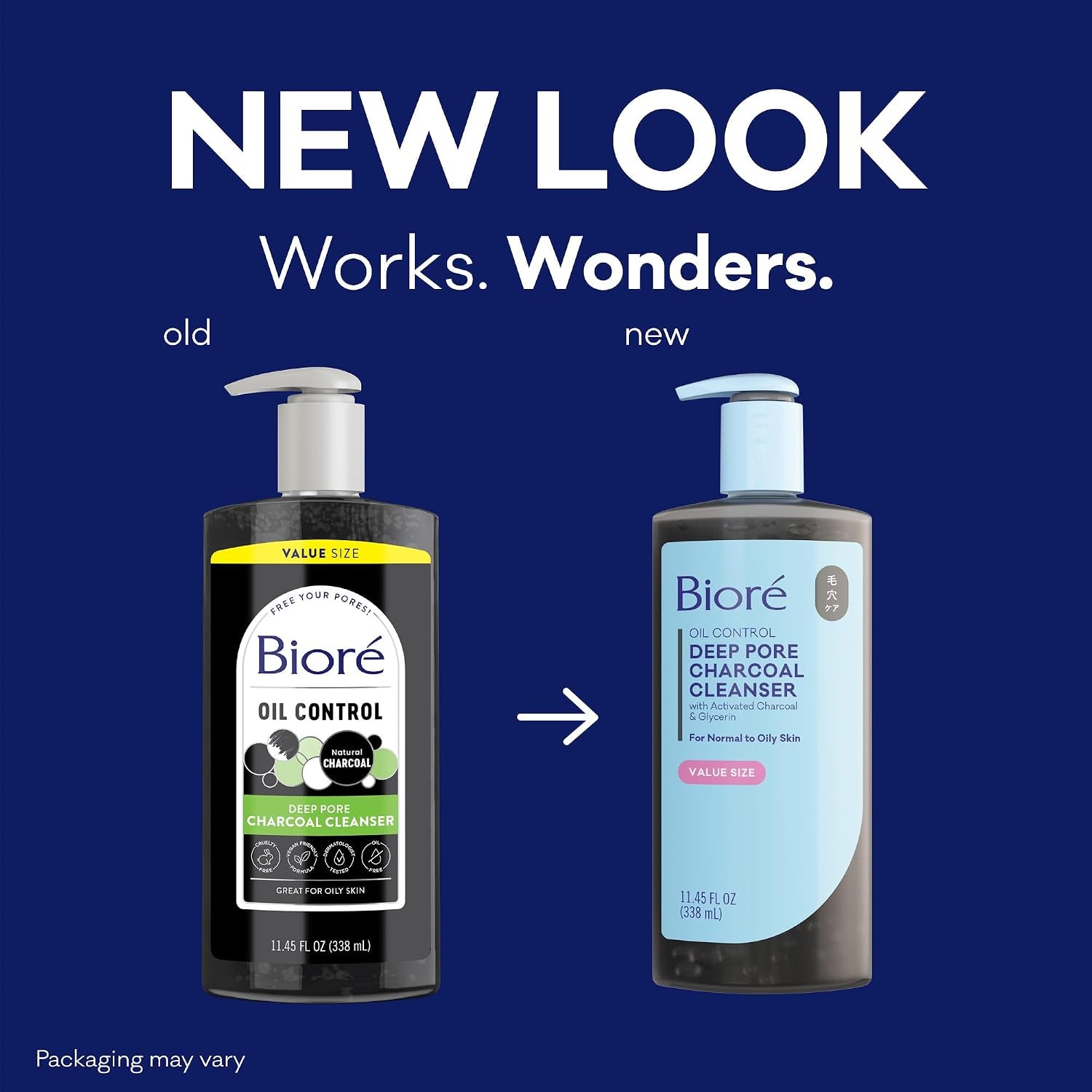Biore Deep Pore Charcoal Face Wash for Oily Skin, 11.45 Fl Oz | Daily Facial Cleanser, Removes Dirt & Makeup, Charcoal Formula, Deep Pore Cleansing, Value Size