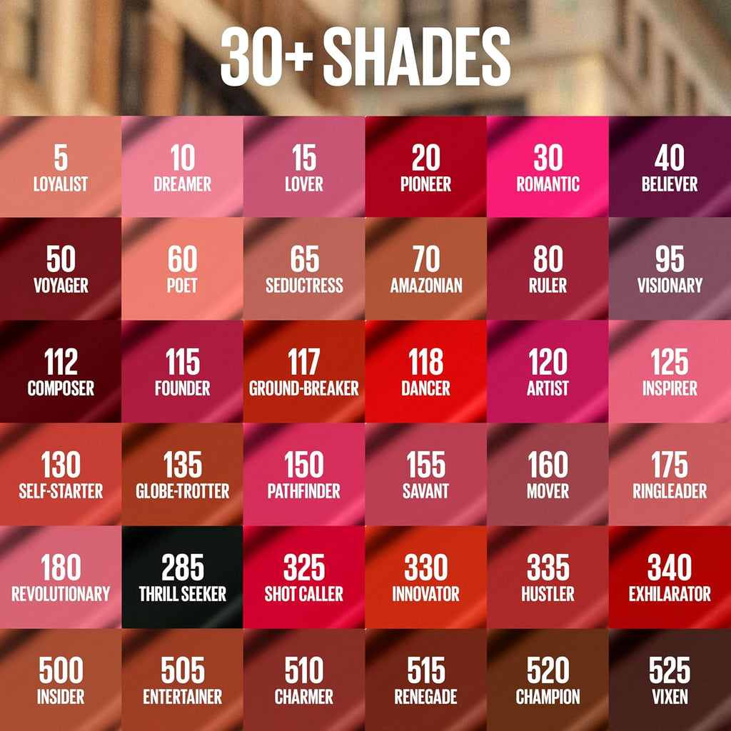 Maybelline Super Stay Matte Ink Liquid Lipstick Makeup, Long Lasting High Impact Color, up to 16H Wear, Exhilarator, Ruby Red, 1 Count, Packaging May Vary