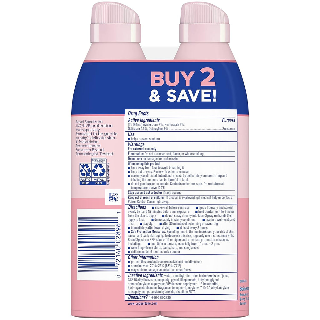 Waterbabies Spray on Baby Sunscreen SPF 50, 6 Oz, Pack of 2