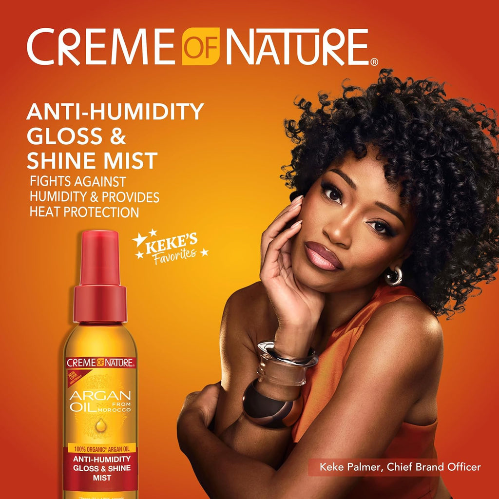 Anti-Humidity Gloss & Shine Mist, Lightweight Frizz Control and Heat Protection, Infused with 100% Organic Argan Oil from Morocco, 4 Oz