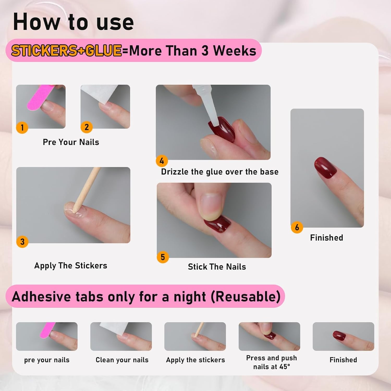24Pcs Press on Nails - Short Square Medium Shape, Dark Coffee Color, Stick on Nails