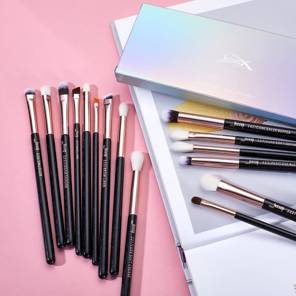 Eye Makeup Brushes Professional Eyeshadow Brush Set 15Pcs T157 | Labeled Eye Brush Set, Soft Mixed Hair, Seamless Blending & Smooth Color Transition to Creates Natural & Everyday Eye Looks