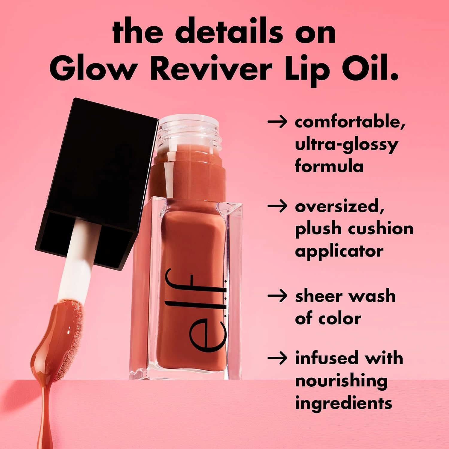 Glow Reviver Lip Oil, Red Delicious | Nourishing Tinted Lip Oil for a High-Shine Finish, Infused with Jojoba Oil, Vegan & Cruelty-Free