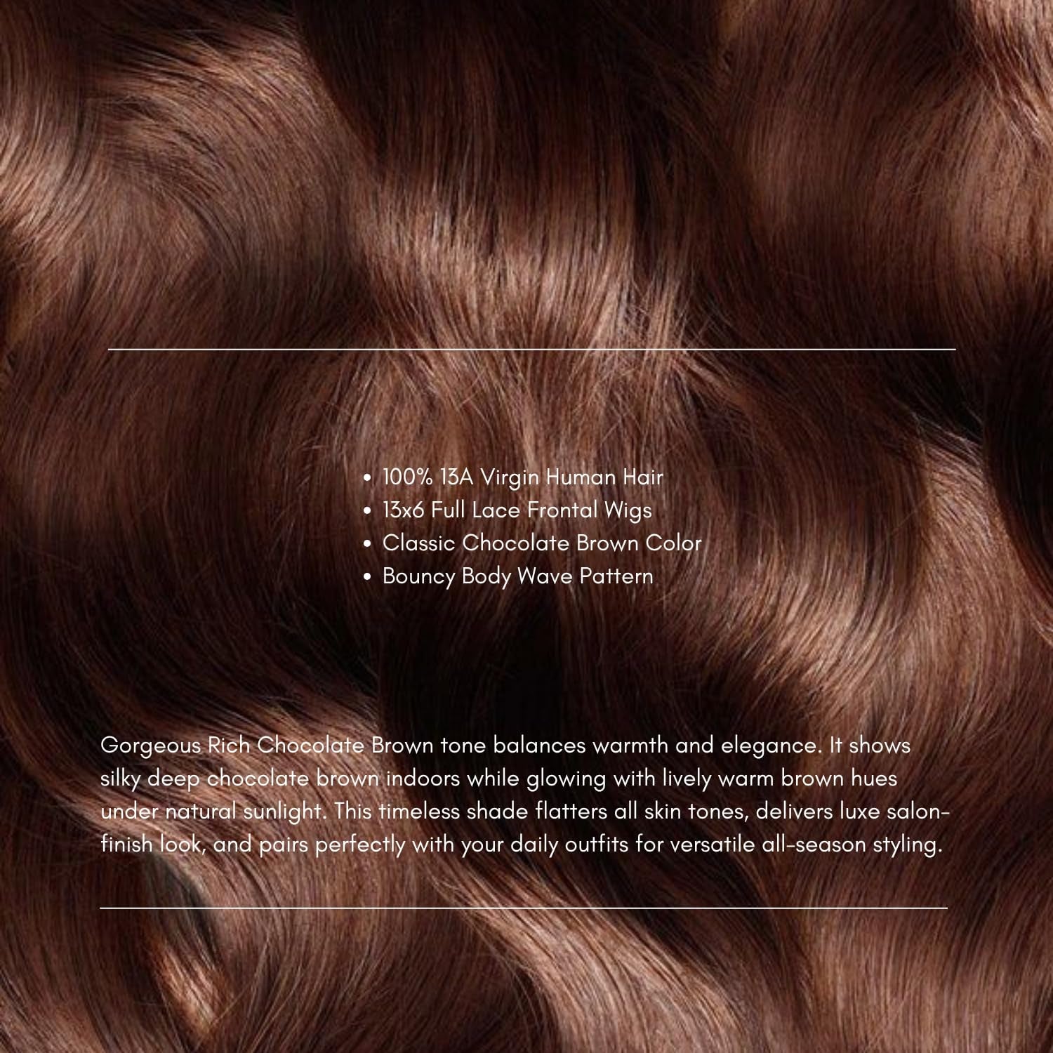 13X6 Chocolate Brown Lace Frontal Wigs Human Hair 200% Density 24 in | 13A 100% Virgin Brazilian HD Lace Front Human Hair Wigs High Density Pre Plucked for Vacation, Daily, Back to School Seasons