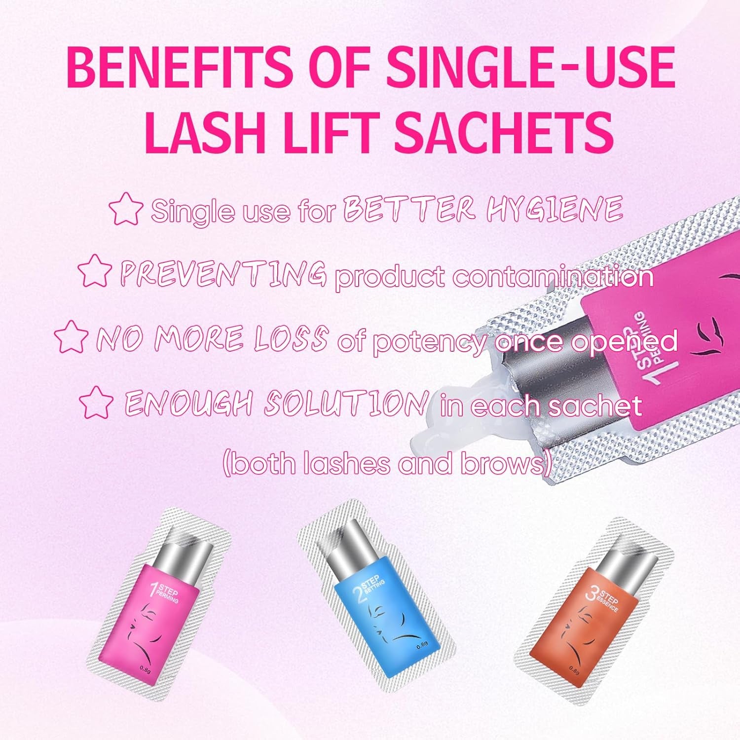 Lash Lift Kit, 30 Pcs Disposable Sachet Fast Lifting DIY at Home | Eyelash Perm and Brow Lamination Kit for Salon or at Home Use