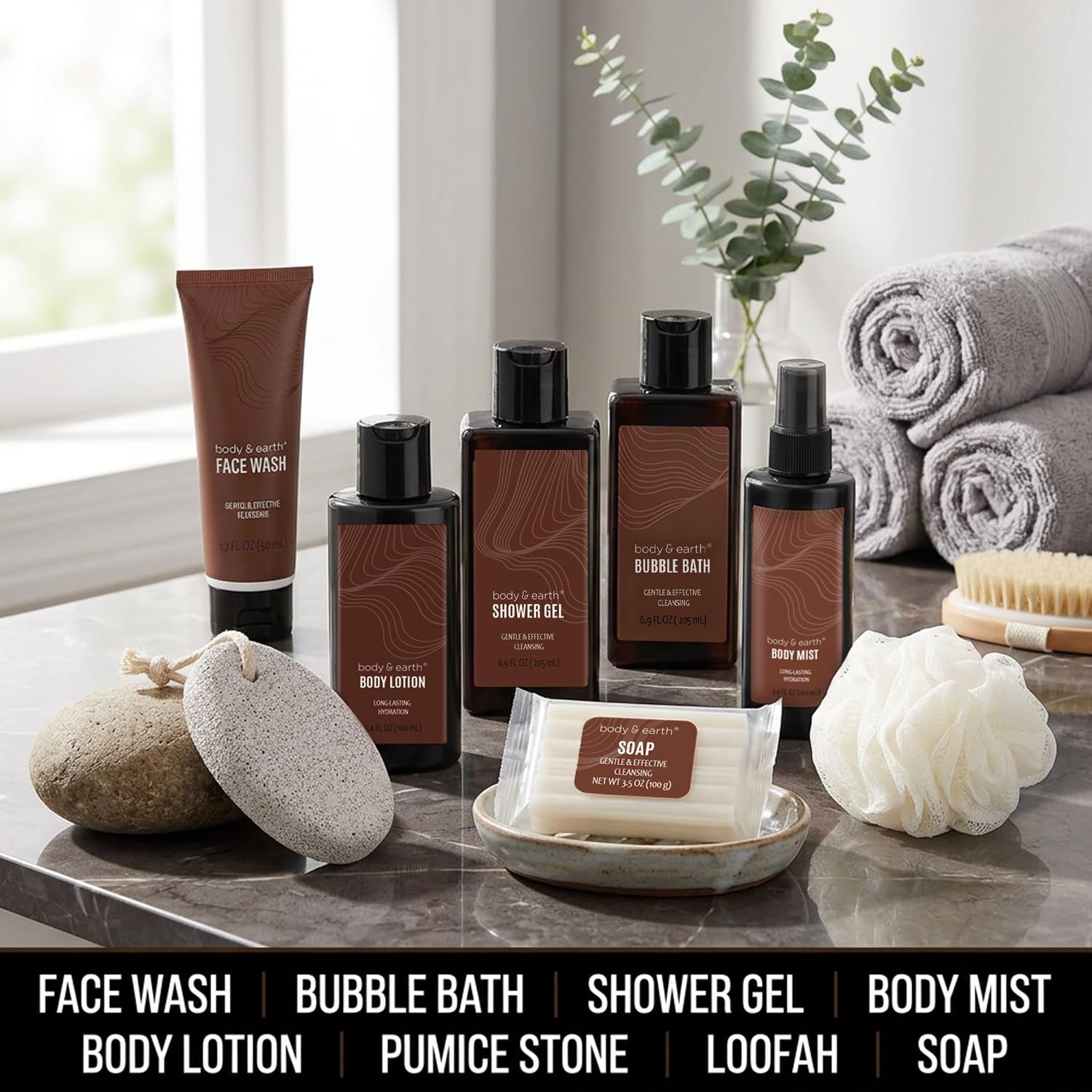 8Pc Sandalwood Gifts for Men Spa Gifts Bath Set for Man | 8Pc Sandalwood Bath Set, Gifts for Him, Gifts for Men, Mens Lotion, Birthday Gifts for Men, Travel Size Toiletries for Man