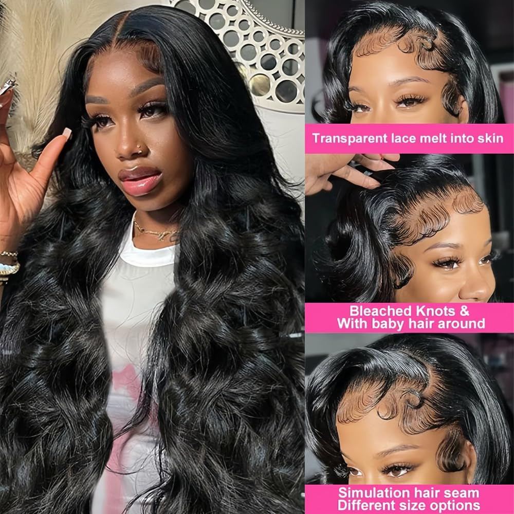 Body Wave Lace Front Wigs Human Hair 13X6 Lace Front Wigs for Black Women | 28 Inch 180% Density HD Transparent Lace Frontal Wig for Women Glueless Wigs Human Hair Pre Plucked Lace Wigs for Women