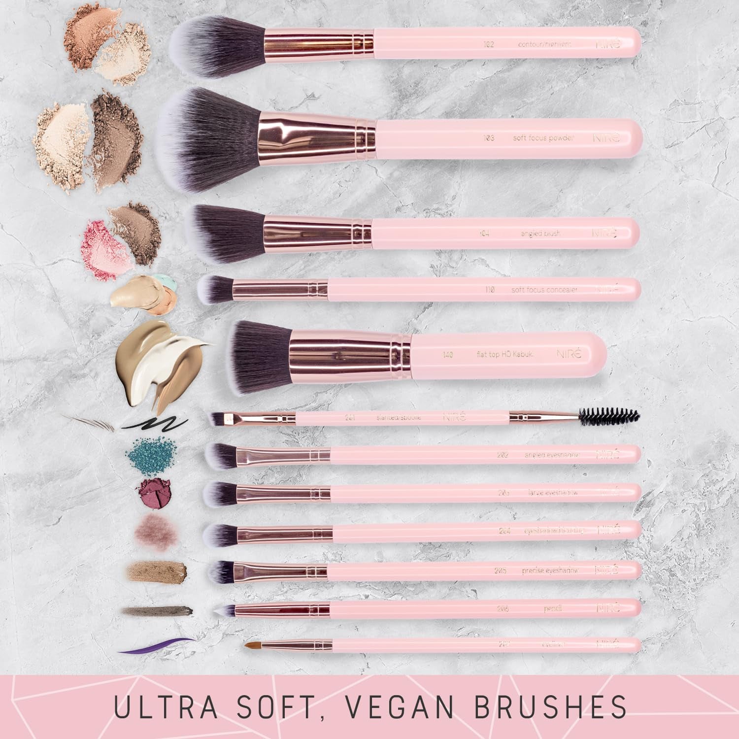 Beauty Cute Makeup Brush Set for Teen Girls, 15 Piece, Pink | Pink, Cute, for Tweens and Women, Vanity, Vegan Bristles, Holder Case, Sponge, Cleaner, Guide