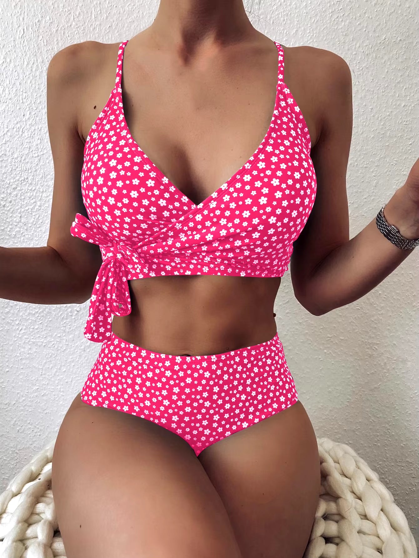 Sexy Green Dot Print Bikini 2026 Women Bathing Suit Bathers High Waist Swimsuit Brazilian Push up Lace up Bandage Swimwearr