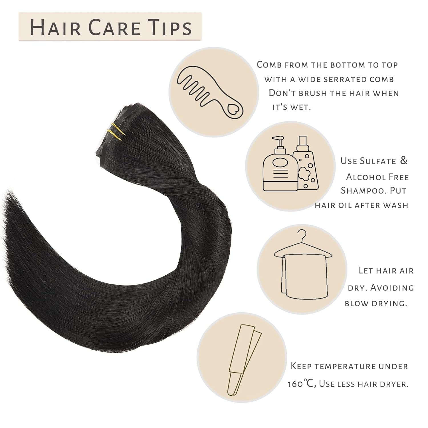 Clip in Hair Extensions Real Human Hair 14Inch Invisible Seamless Clip in Human Hair Extensions PU Skin Weft Color 1 Jet Black Human Hair Clip Ins for Women Silky Straight 7PCS 110G