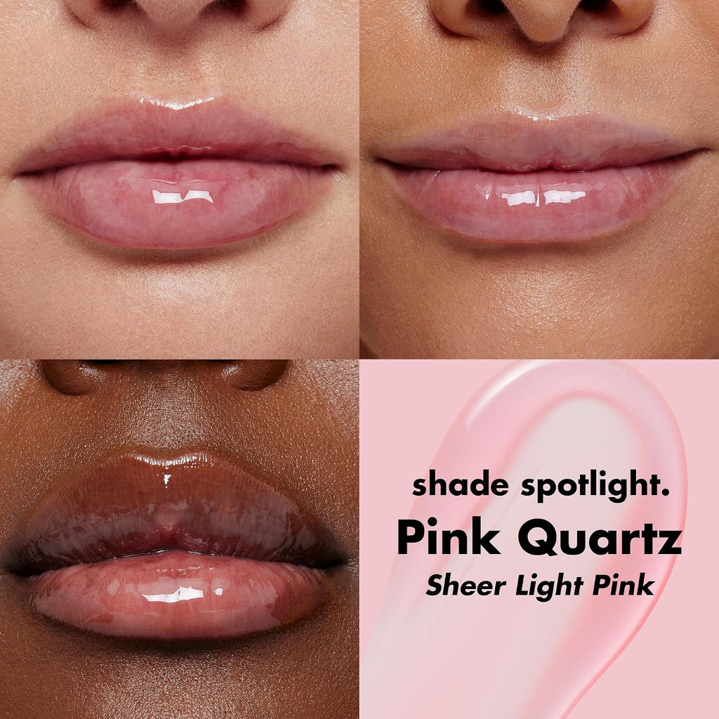 Glow Reviver Lip Oil, Pink Quartz | Nourishing Tinted Lip Oil for a High-Shine Finish, Infused with Jojoba Oil, Vegan & Cruelty-Free