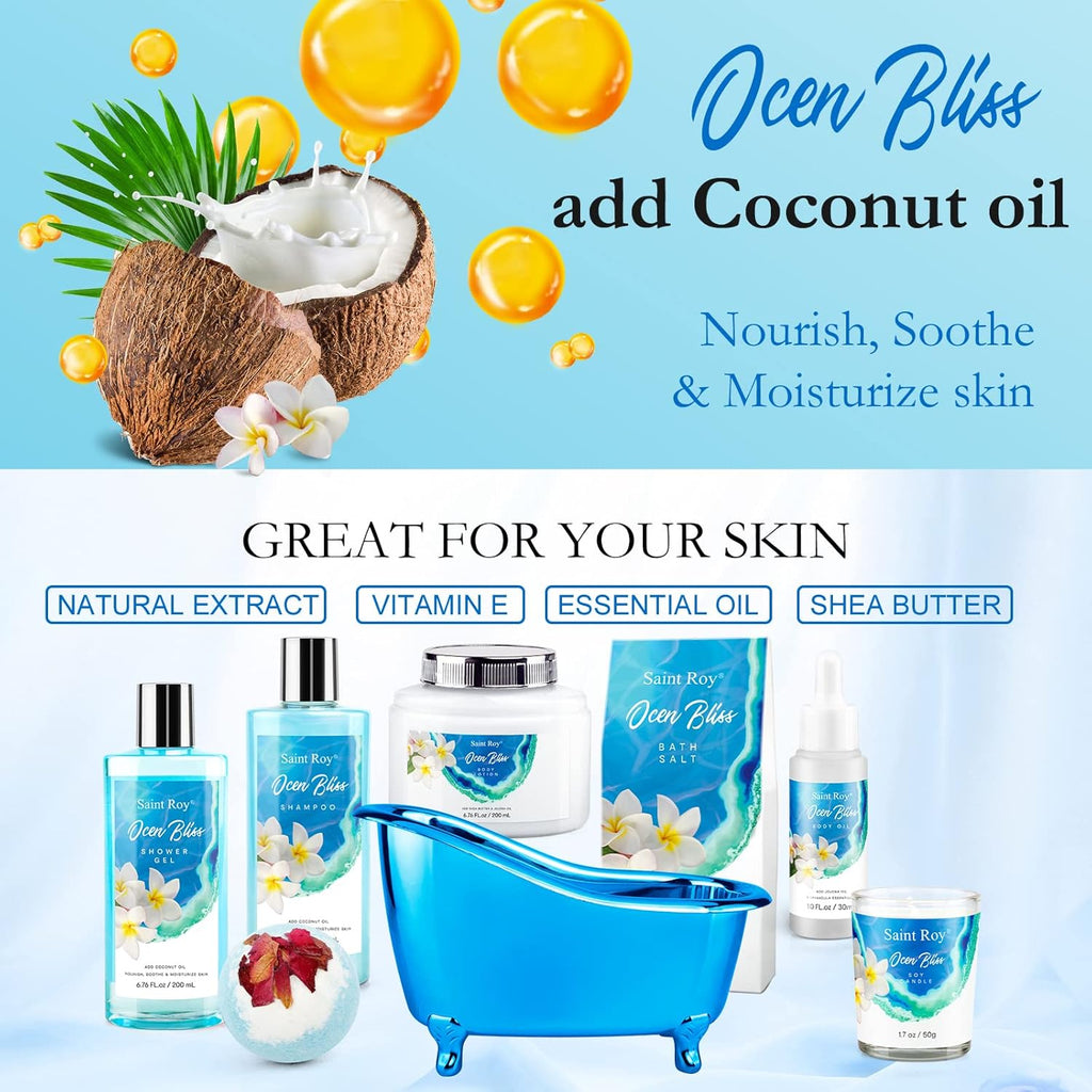 Spa Gift Basket Set for Women & Men | Bath & Body Gift Set, Bath Spa Basket