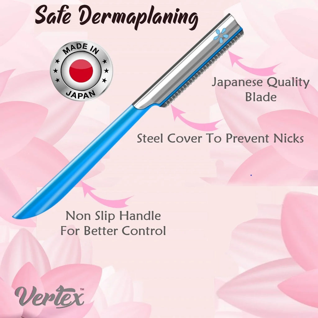 Womens Face Shaver Razor for Peach Fuzz Hair Removal Facial Dermaplaning Tool to Remove Fine Hair Women'S Travel Trimmer Blue Eyebrow Razors Dermaplane Exfoliating Sensitive Skin