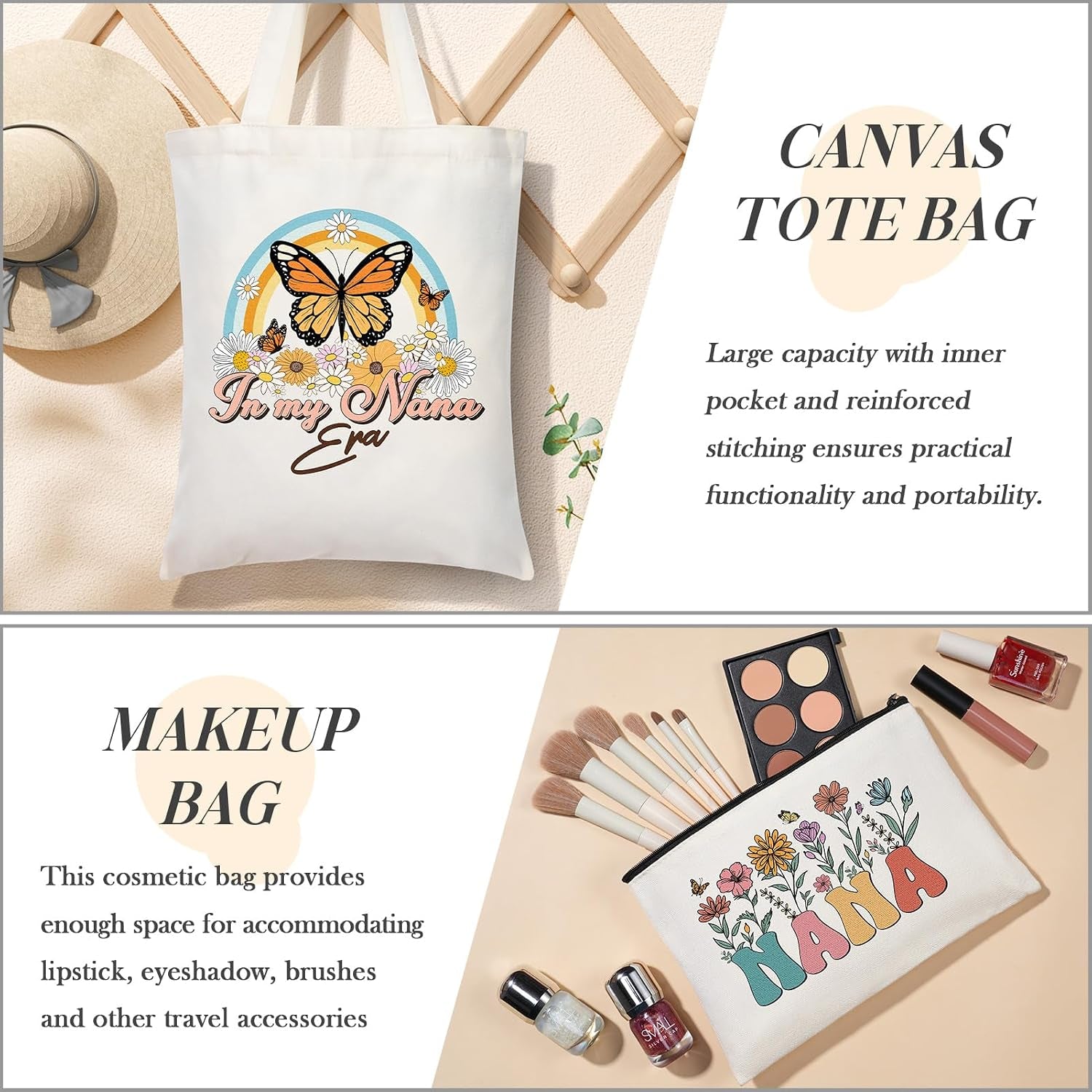 Gifts for Nana Mothers Day Gifts from Granddaughter Grandkid Grandchildren Unique Best Nana Birthday Gift Basket Grandma Grandmother Gigi Care Package New Nanas Gift with Canvas Tote Bag 40 OZ Tumbler