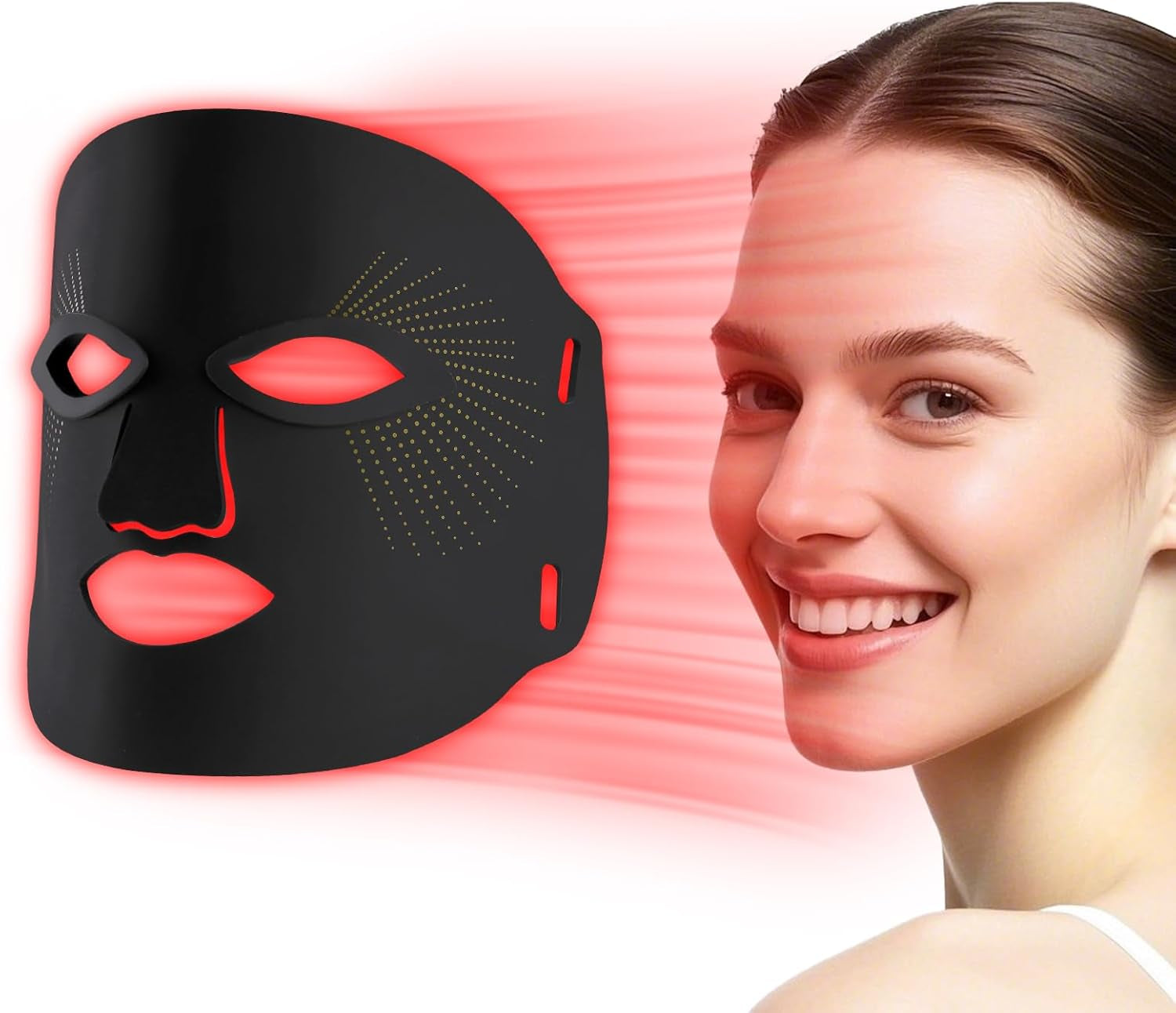 Red Light Therapy for Face, 7 Colors Red Light Therapy Mask, Black | LED Facial Mask for Wrinkle Remove & anti Aging, Skin Care Home Use, (Upgraded Version)