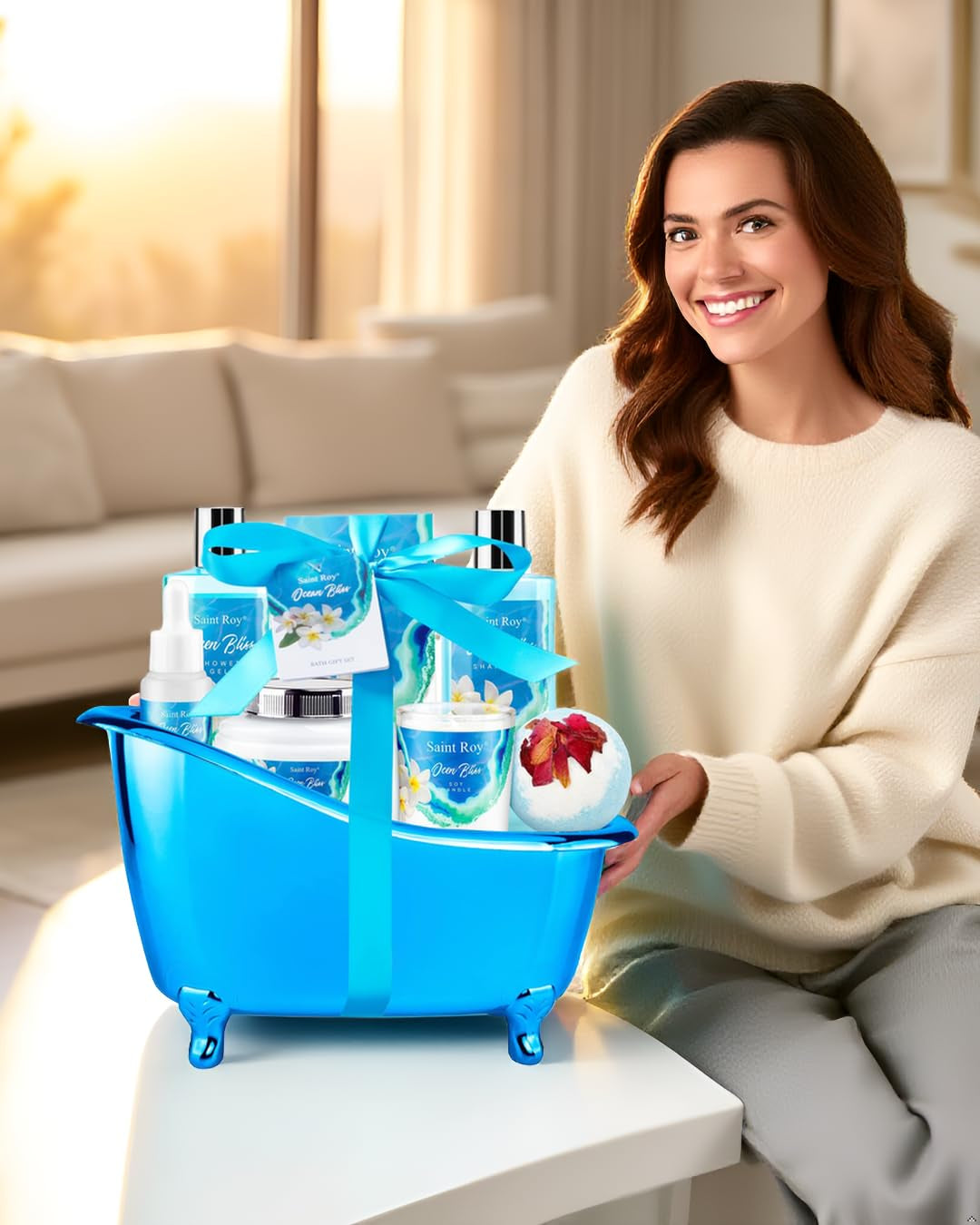 Spa Gift Basket Set for Women & Men | Bath & Body Gift Set, Bath Spa Basket