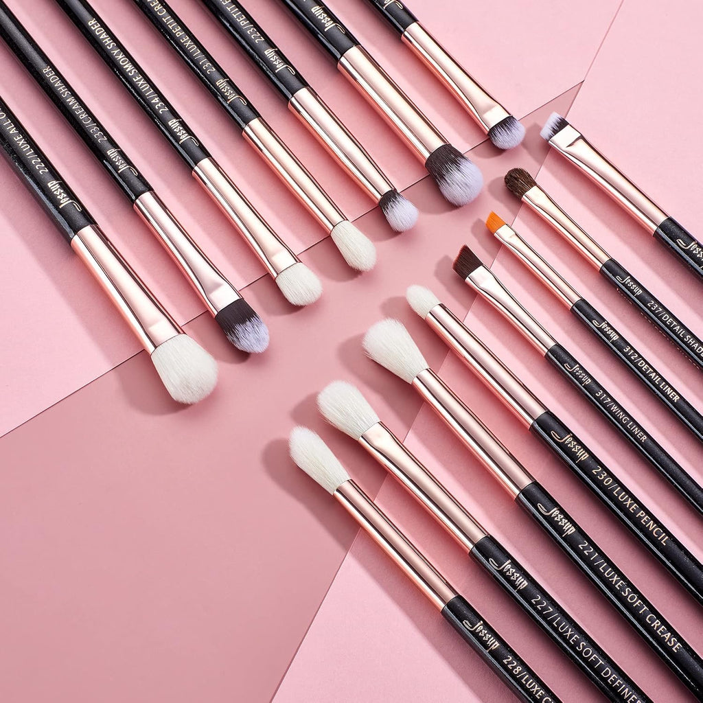Eye Makeup Brushes Professional Eyeshadow Brush Set 15Pcs T157 | Labeled Eye Brush Set, Soft Mixed Hair, Seamless Blending & Smooth Color Transition to Creates Natural & Everyday Eye Looks