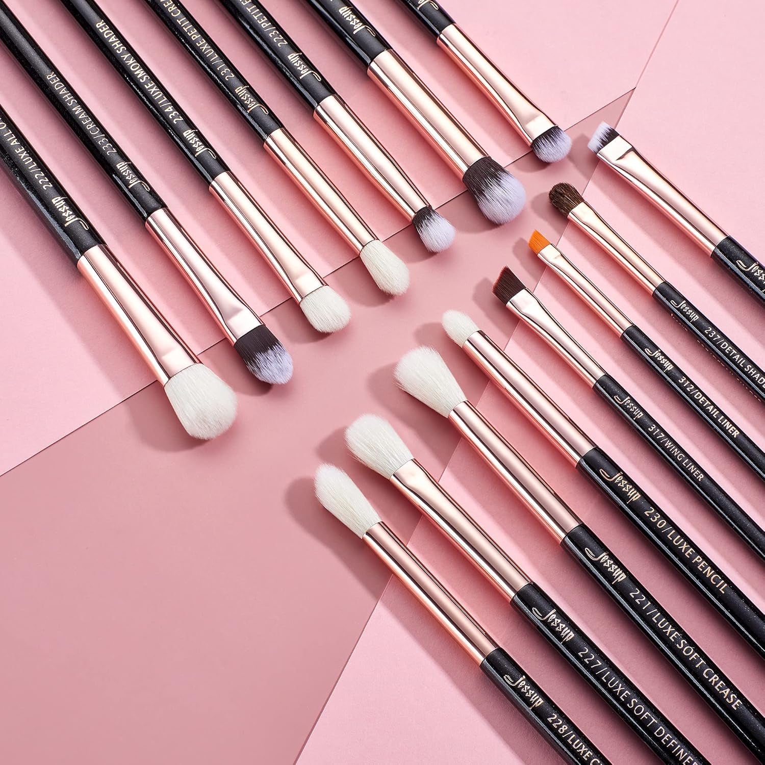 Eye Makeup Brushes Professional Eyeshadow Brush Set 15Pcs T157 | Labeled Eye Brush Set, Soft Mixed Hair, Seamless Blending & Smooth Color Transition to Creates Natural & Everyday Eye Looks