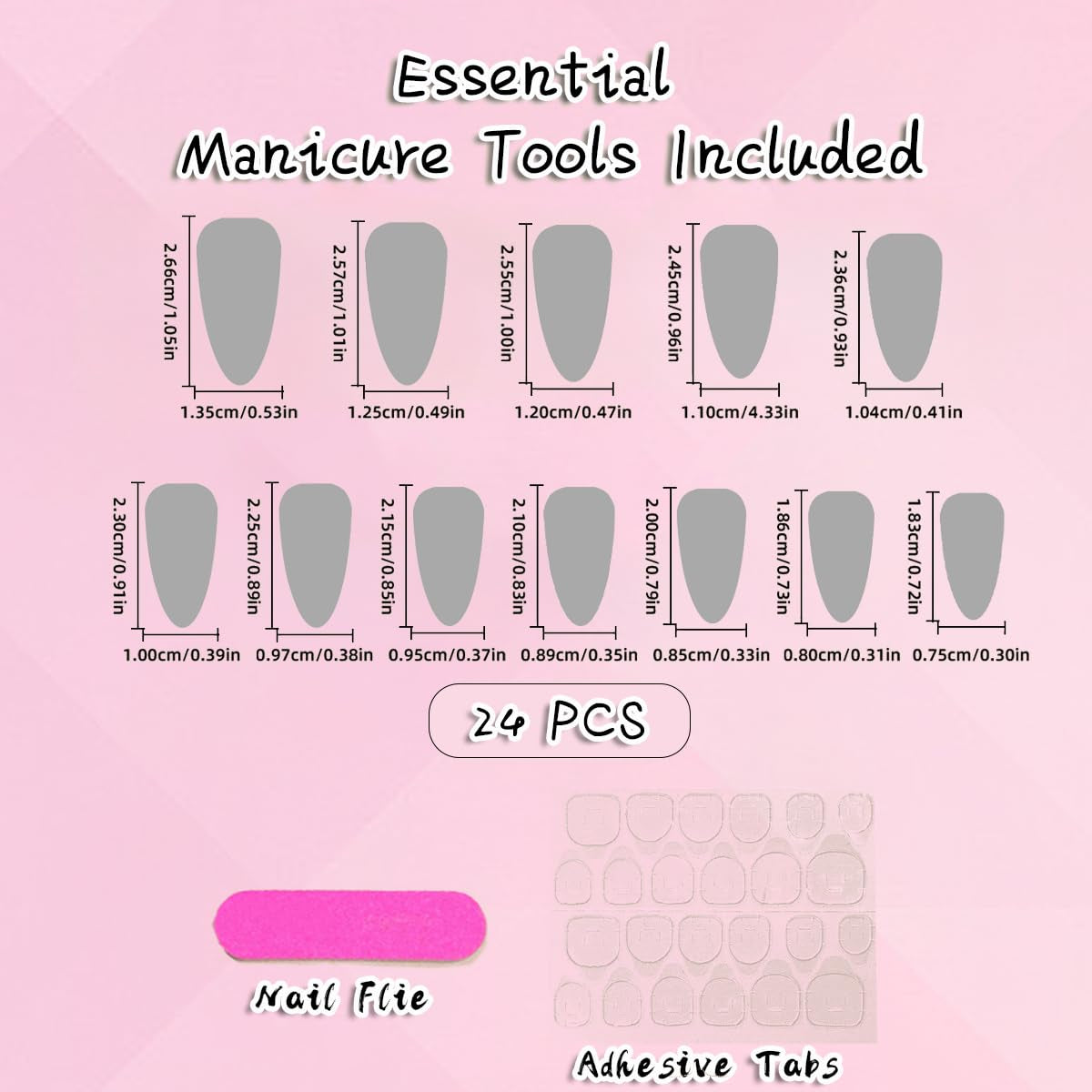 Press on Nails Almond Ombre White Pink Silver Fake Nails Rhinestone Bling | Glue on Nails Women Cute Stick on Nails for Acrylic Gel False Nails Wedding Birthday