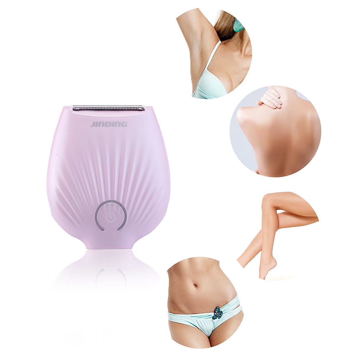 Electric Razor for Women - Womens Shaver Bikini Trimmer Body Hair Removal for Legs and Underarms Rechargeable Wet and Dry Painless Cordless with LED Light,Pink