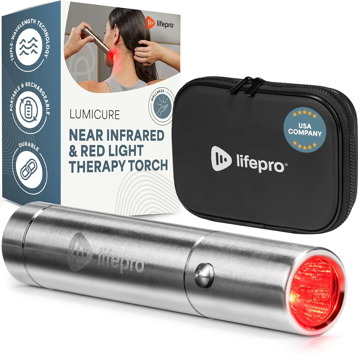 Lumicure Red Light Therapy Torch - Red Light Therapy Wand Handheld | 630Nm 660Nm & 850Nm Leds - near Infrared Red Light Therapy for Body - for Daily Muscle Relaxation and Comfort