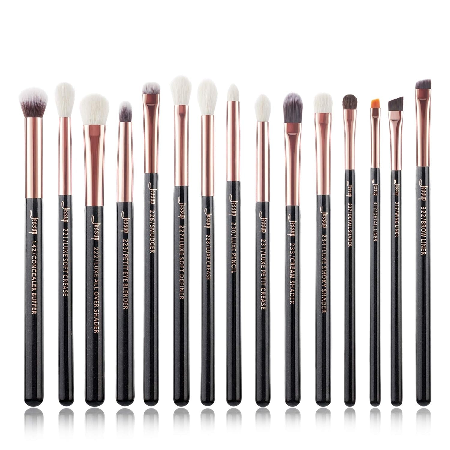 Eye Makeup Brushes Professional Eyeshadow Brush Set 15Pcs T157 | Labeled Eye Brush Set, Soft Mixed Hair, Seamless Blending & Smooth Color Transition to Creates Natural & Everyday Eye Looks