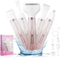 Electric Razor for Women, Bikini Trimmer 5 in 1 Electric Shavers Razors IPX6 Waterproof Wet/Dry Body Shaver for Face Nose Eyebrow Arms Armpit Legs Pubic Area Painless Replaceable Facial Hair Removal