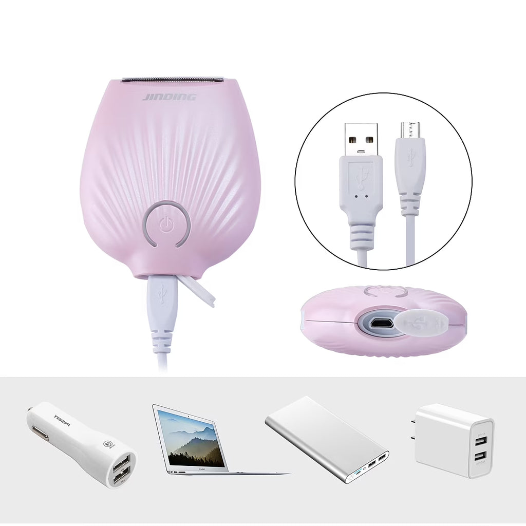 Electric Razor for Women - Womens Shaver Bikini Trimmer Body Hair Removal for Legs and Underarms Rechargeable Wet and Dry Painless Cordless with LED Light,Pink