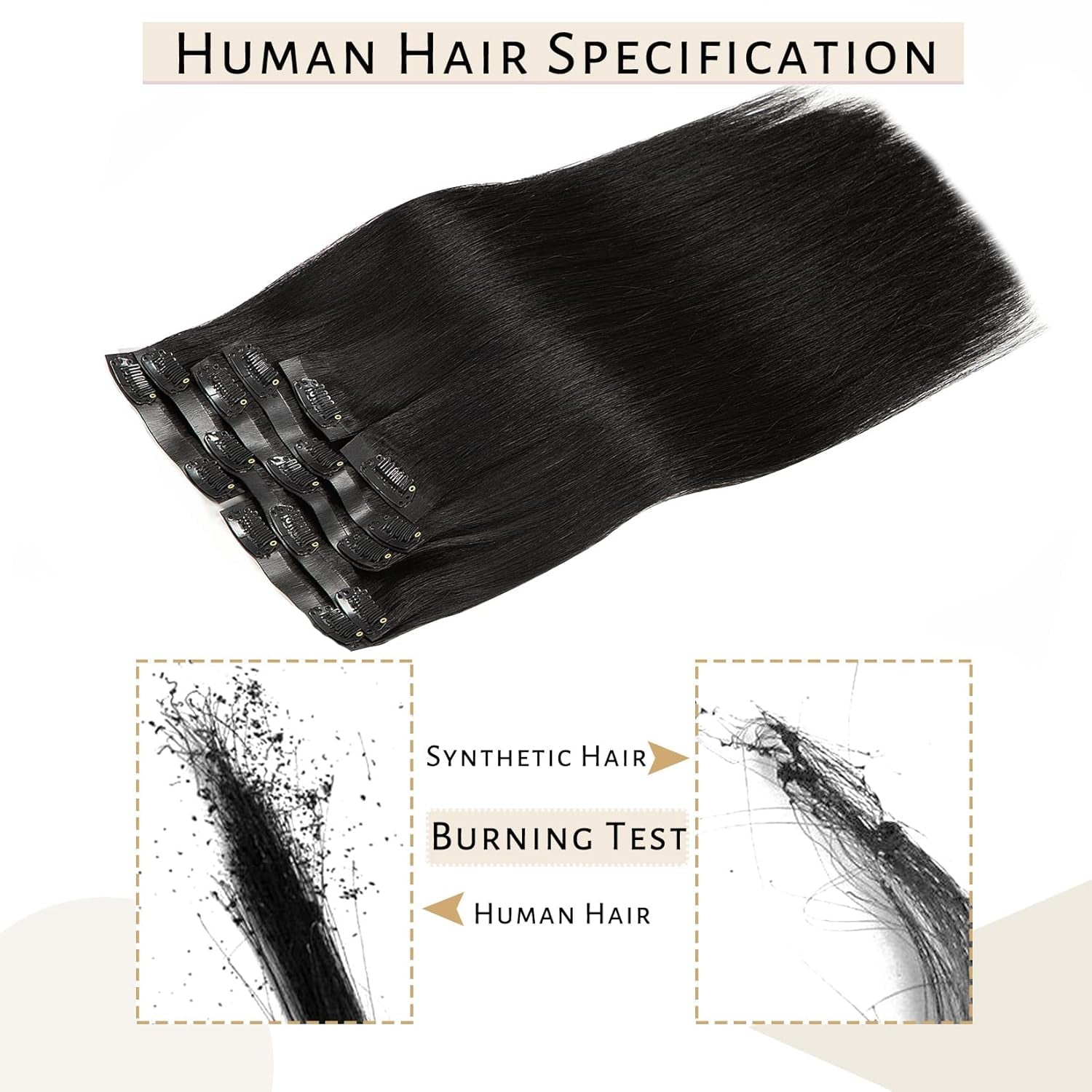 Clip in Hair Extensions Real Human Hair 14Inch Invisible Seamless Clip in Human Hair Extensions PU Skin Weft Color 1 Jet Black Human Hair Clip Ins for Women Silky Straight 7PCS 110G