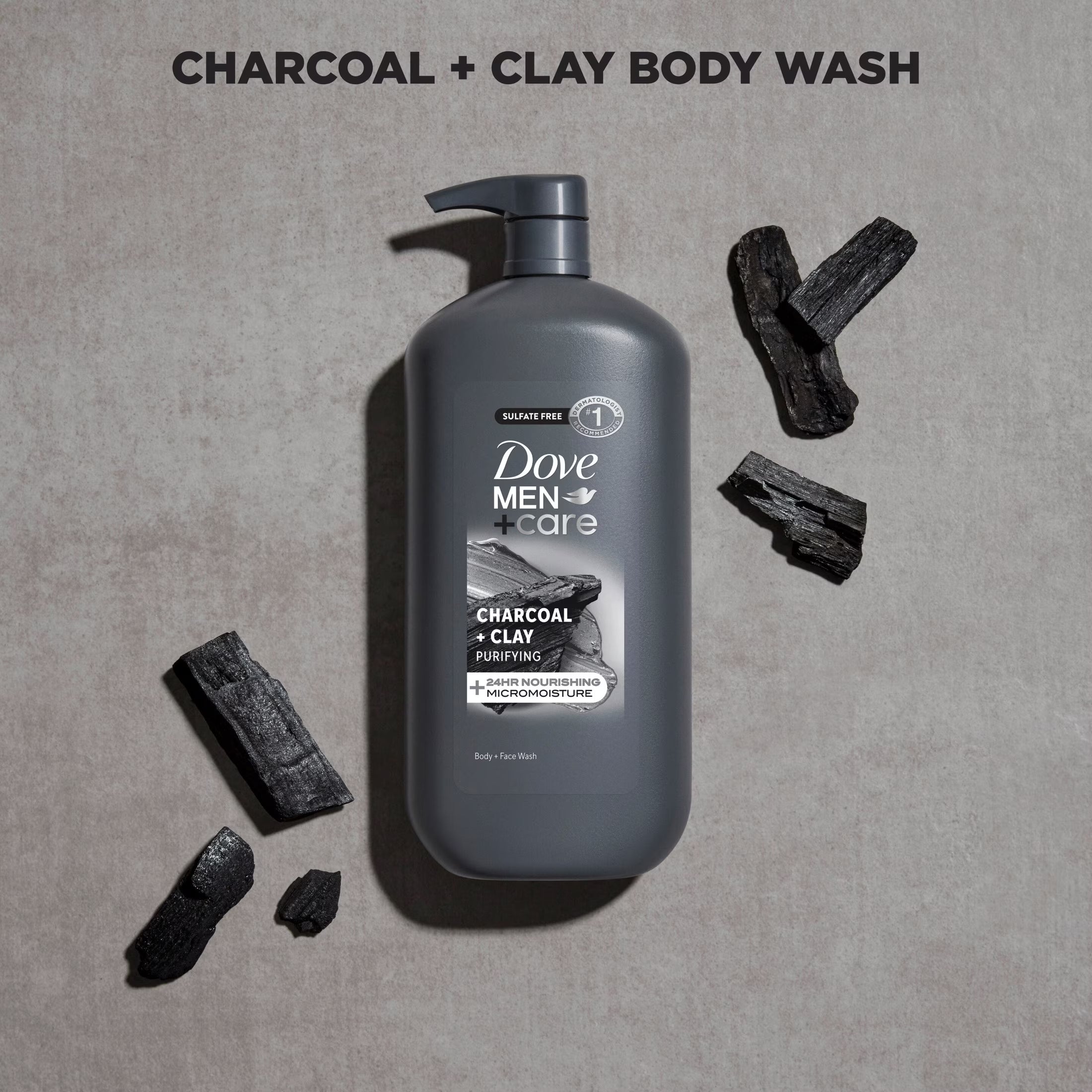 (4 Pack)  Body and Face Scrub Body Wash for Men Charcoal + Clay with 24-Hour Nourishing Micromoisture Technology, 30 Fl Oz