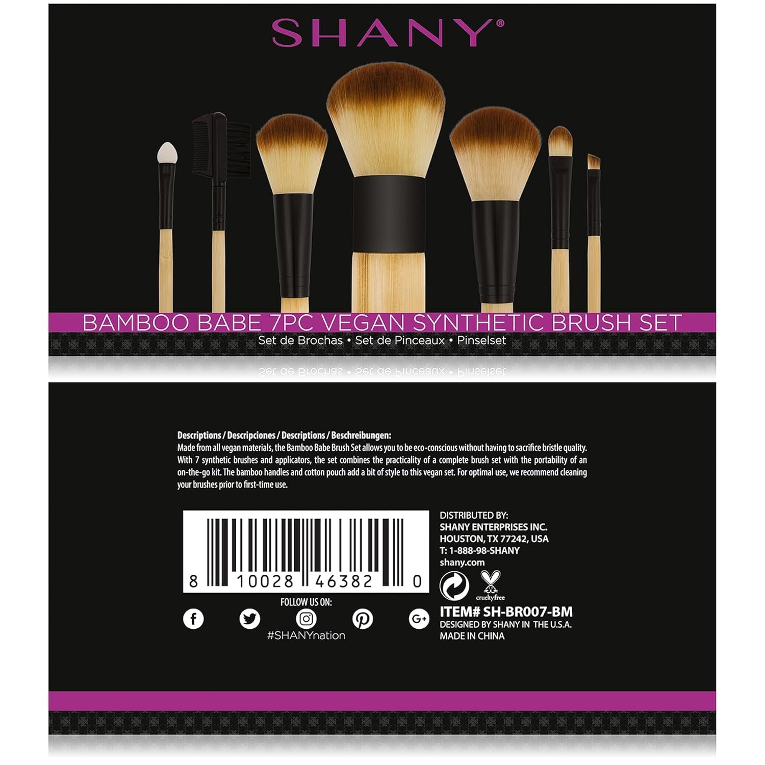 Bamboo Makeup Brush Set - Vegan Professional Makeup Brushes with Premium Synthetic Hair & Cotton Pouch for Easy Brush Storage - 7Pc with Pouch