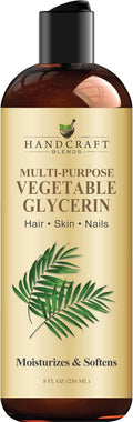 Vegetable Glycerin/Glycerine - for DIY Blends 8 Fl Oz - 100% Pure and Natural - Premium Grade Oil for Skin and Hair - Hair and Body - Massage