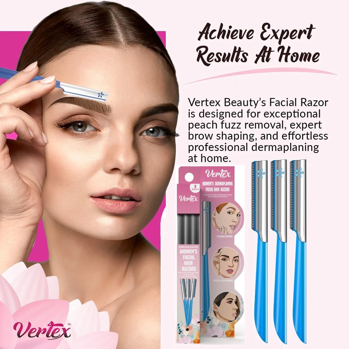 Womens Face Shaver Razor for Peach Fuzz Hair Removal Facial Dermaplaning Tool to Remove Fine Hair Women'S Travel Trimmer Blue Eyebrow Razors Dermaplane Exfoliating Sensitive Skin