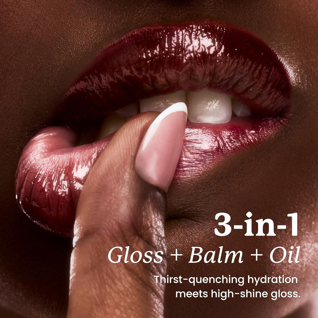Lip Elixir Hydrating Lip Gloss, High-Shine, Bunny Tongue (Pink) | 3-In-1 Balm, Gloss & Oil, Glossy & Non-Sticky Finish, Infused with Vegan Collagen, Shea Butter & Vitamin E, Improves Texture