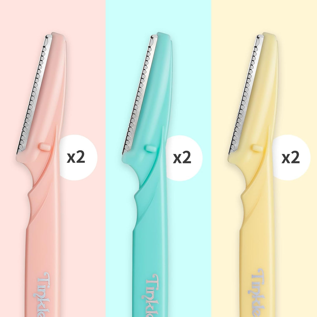 Dermaplaning Tool 6Ct, Dermaplane Razor for Women, Safe and Easy Peach Fuzz Remover, Eyebrow Trimmer with Protective Cover, Stocking Stuffers