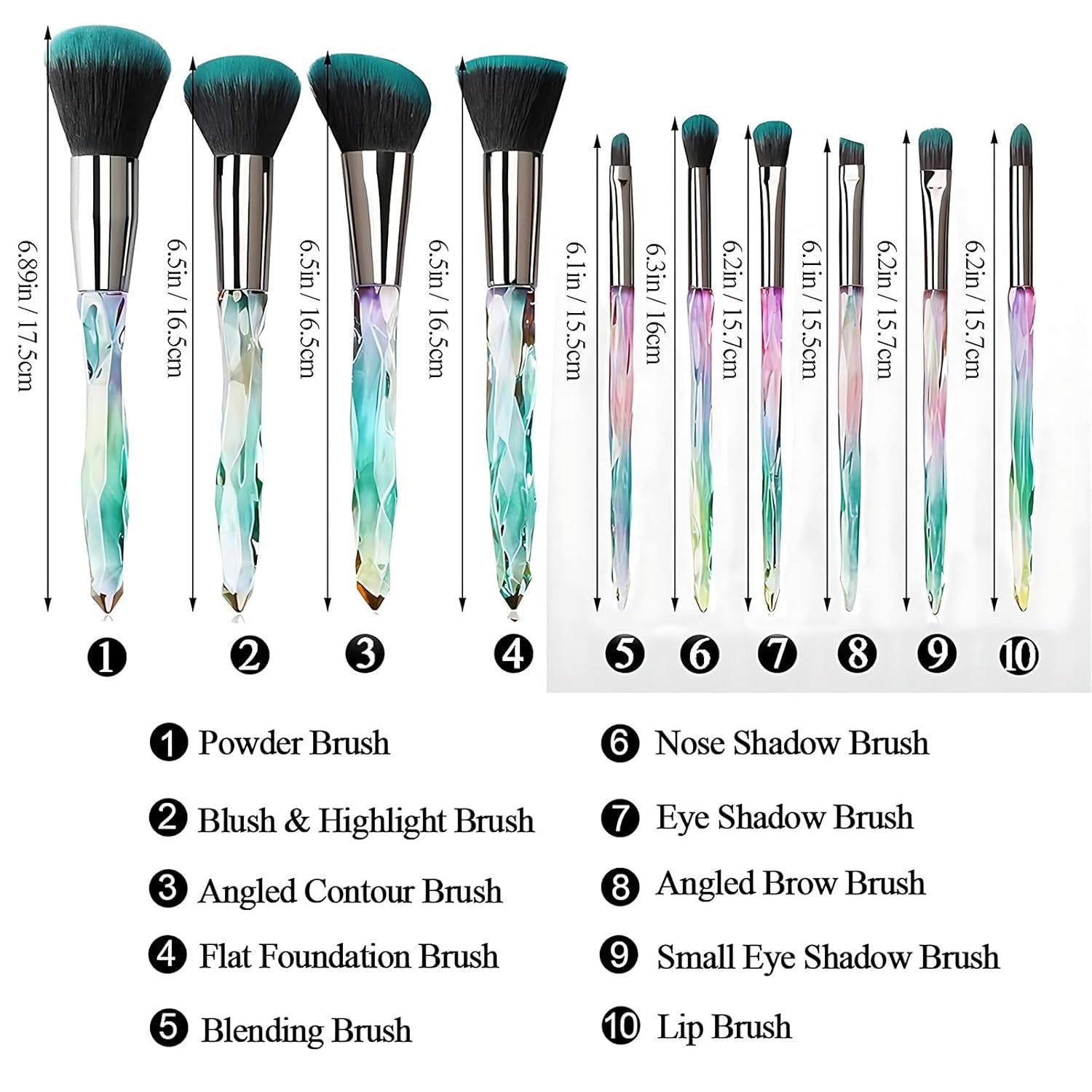 Makeup Brushes, 10PCS Crystal Makeup Brush Set for Girls Make up | Premium Synthetic Bristles Brush Set Make Up, Powder Foundation Concealer Eye Shadow Brushes, Professional Make up Brush Set