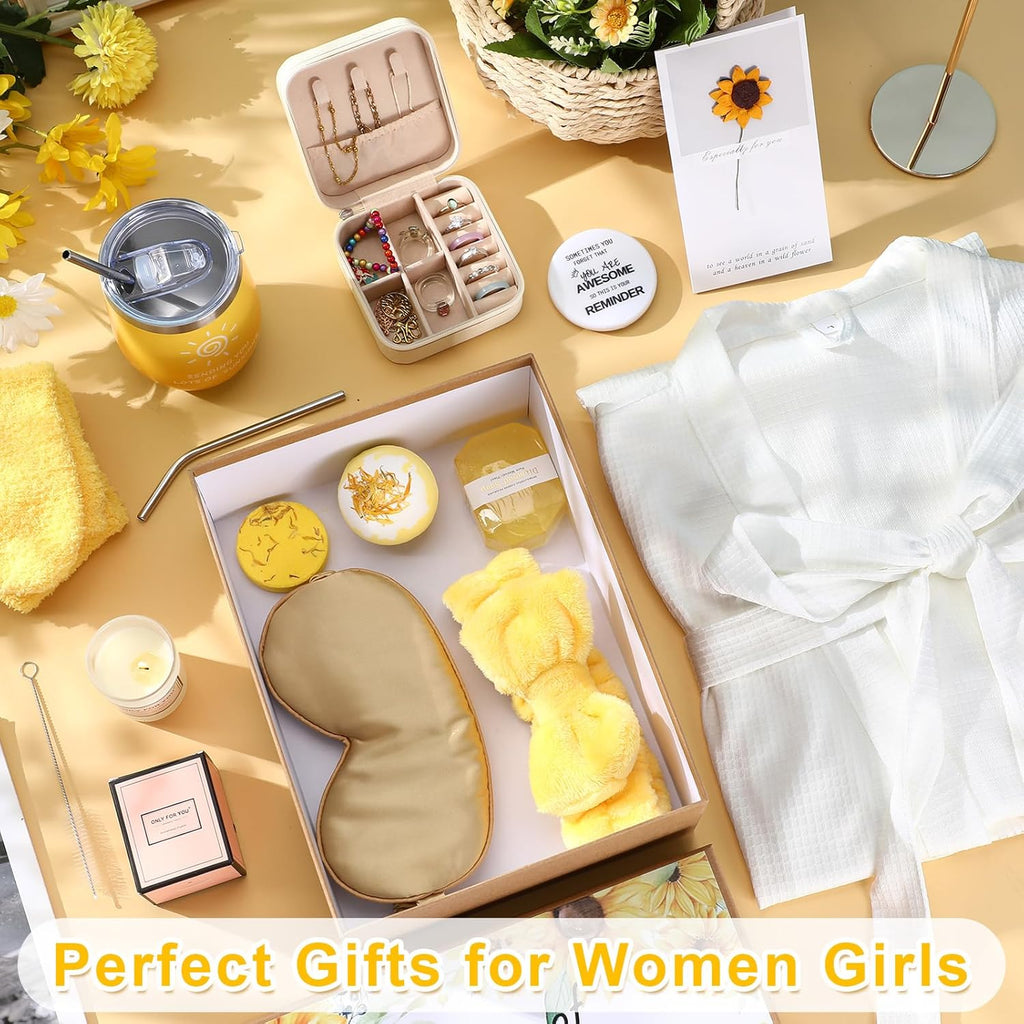 13 Pcs Birthday Gifts for Women Spa Basket Set for Women Mother'S Day Gifts Mirrors Socks Steamers Jewelry Case Bath Robe Mom Nurse Girlfriend Wife