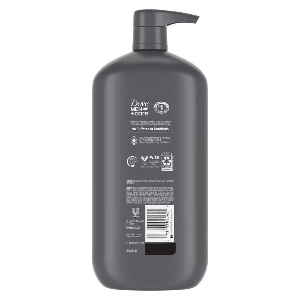 (4 Pack)  Body and Face Scrub Body Wash for Men Charcoal + Clay with 24-Hour Nourishing Micromoisture Technology, 30 Fl Oz